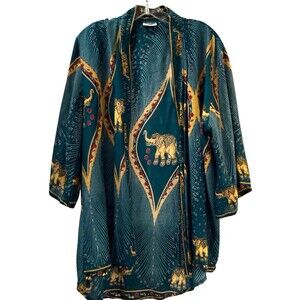 The Elephant Pants Kimono Womens OS One Size Elephant Print Cardigan Tha…